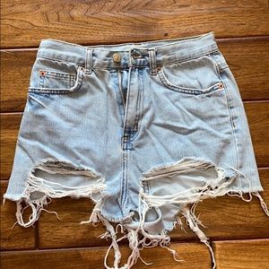 TOPSHOP Distressed Jean Shorts